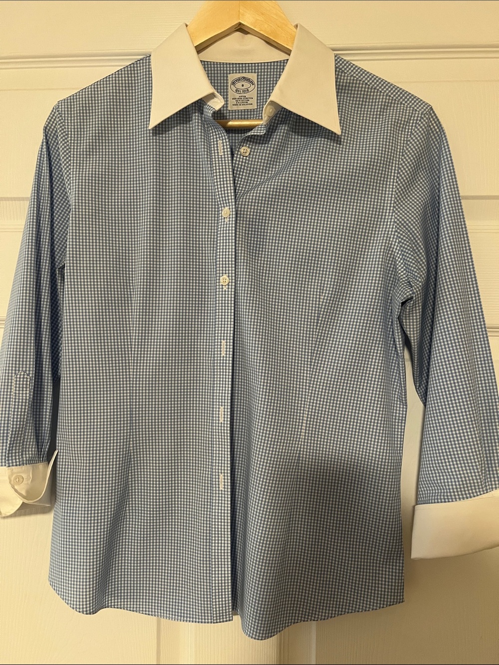 Brooks Brothers Blue and White Gingham Button-Up Shirt